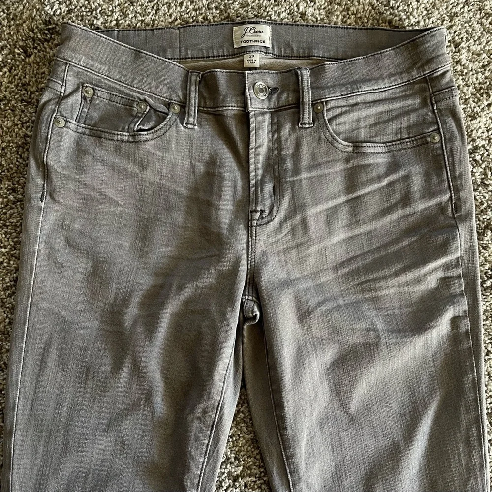 J.Crew Toothpick Skinny Gray Wash Stretch Jeans Size 29